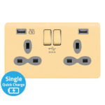 Screwless Curve Slimline  Profile 2G 13A Switched Socket-SP with 4A Dual USB Charger(Type-A and A(Quick Charger))