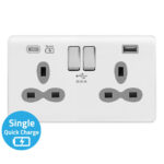 Screwless Curve Slimline 2G 13A Switched Socket-SP with 4A Dual USB Charger(Type-A and C(Quick Charger))