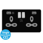 Screwless Flat Profile 2G 13A Switched Socket-SP with 4A Dual USB Charger(Type-A and A(Quick Charger))