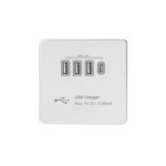 Screwless Flat Profile 5.1A USB Socket Outlet - with 5.1A Quad USB Charger