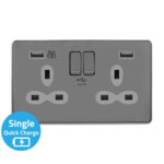 Screwless Flat Profile 2G 13A Switched Socket-SP with 4A Dual USB Charger(Type-A and A(Quick Charger))