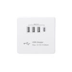 Screwless Flat Profile 5.1A USB Socket Outlet - with 5.1A Quad USB Charger