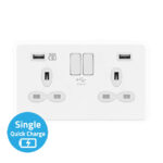 Screwless Flat Profile 2G 13A Switched Socket-SP with 4A Dual USB Charger(Type-A and A(Quick Charger))