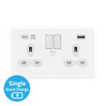 Screwless Flat Profile 2G 13A Switched Socket-SP with 4A Dual USB Charger(Type-A and C(Quick Charger))