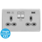 Screwless Curve Slimline 2G 13A Switched Socket-SP with 4A Dual USB Charger(Type-A and C(Quick Charger))