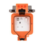 IP66 Weather Proof Range 1G 13A Switched Socket-SP with USB Charger(2.4A), enclosure with LED Indicator