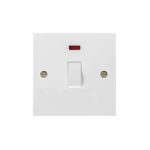 Molded White Square Profile 1G 20A D. P. Switch with Neon