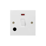 Molded White Square Profile 1G 20A D. P. Switch with Neon and Flex Outlet