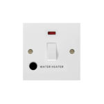 Molded White Square Profile 1G 20A D.P. Switch with Neon and Flex Outlet - Printed Water Heater
