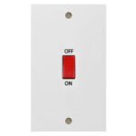 Molded White Square Profile 45A D.P. Switch - Large Plate