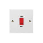 Molded White Square Profile 45A D.P. Switch - Single Plate