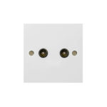 Molded White Square Profile 2G Co-axial Isolated Socket