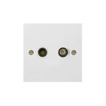 Molded White Square Profile 2G Satellite and Co-axial Socket