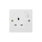Molded White Square Profile 1G 13A Switched Socket-DP