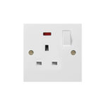 Molded White Square Profile 1G 13A Switched Socket with Neon-SP
