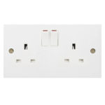 Molded White Square Profile 2G 13A Switched Socket-SP