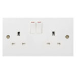 Molded White Square Profile 2G 13A Switched Socket-DP