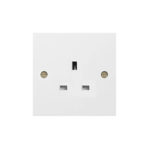 Molded White Square Profile 1G 13A Un-Switched Socket