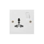Molded White Square Profile 1G Universal Switched Socket - SP