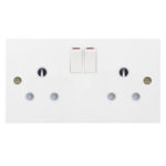 Molded White Square Profile 2G 15A Switched Socket-SP