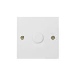 Molded White Square Profile Universal LED - 1G 2 Way 200W Dimmer - Rotary Push - Trailing Edge