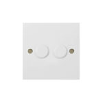 Molded White Square Profile 2G 2 Way 400W Dimmer - Rotary Push