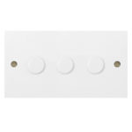 Molded White Square Profile 3G 2 Way 400W Dimmer - Rotary Push