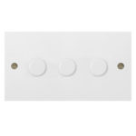 Molded White Square Profile Universal LED - 3G 2 Way 200W Dimmer - Rotary Push - Trailing Edge