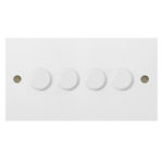 Molded White Square Profile Universal LED - 4G 2 Way 200W Dimmer - Rotary Push - Trailing Edge