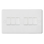 Molded White Curve Profile 6G, 1Way 10AX Plate Switch