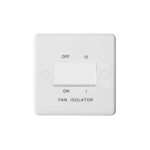 Molded White Curve Profile Fan Isolator 10AX Plate Switch