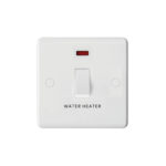 Molded White Curve Profile 1G 20A D.P. Switch with Neon - Printed Water Heater