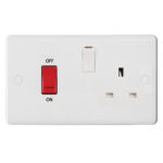Molded White Curve Profile 45A D.P. Cooker Switch   13A Switched Socket