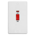 Molded White Curve Profile 45A D.P. Switch with Neon - Large Plate