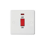 Molded White Curve Profile 45A D.P. Switch with Neon - Single Plate