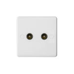 Molded White Curve Profile 2G Co-axial Isolated Socket