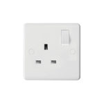 Molded White Curve Profile 1G 13A Switched Socket-DP