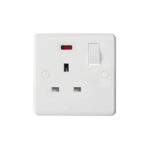 Molded White Curve Profile 1G 13A Switched Socket with Neon-SP