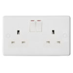 Molded White Curve Profile 2G 13A Switched Socket-DP