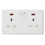 Molded White Curve Profile 2G 13A Switched Socket with Neon-DP