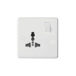 Molded White Curve Profile 1G Universal Switched Socket - SP