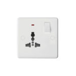 Molded White Curve Profile 1G Universal Switched Socket - SP with Neon