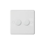 Molded White Curve Profile 2G 2 Way 400W Dimmer - Rotary Push