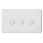 Molded White Curve Profile 3G 2 Way 400W Dimmer - Rotary Push