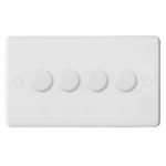 Molded White Curve Profile Universal LED - 4G 2 Way 200W Dimmer - Rotary Push - Trailing Edge