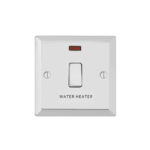 Bevel Edge Profile 1G 20A D.P. Switch with Neon - Printed Water Heater