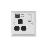Bevel Edge Profile 1G 13A Switched Socket-SP with 2.4A Dual USB Charger
