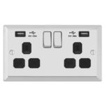 Bevel Edge Profile 2G 13A Switched Socket-SP with 2.4A Dual USB Charger