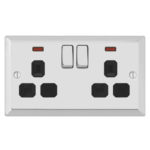 Bevel Edge Profile 2G 13A Switched Socket with Neon-DP