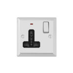 Bevel Edge Profile 1G Universal Switched Socket - SP with Neon